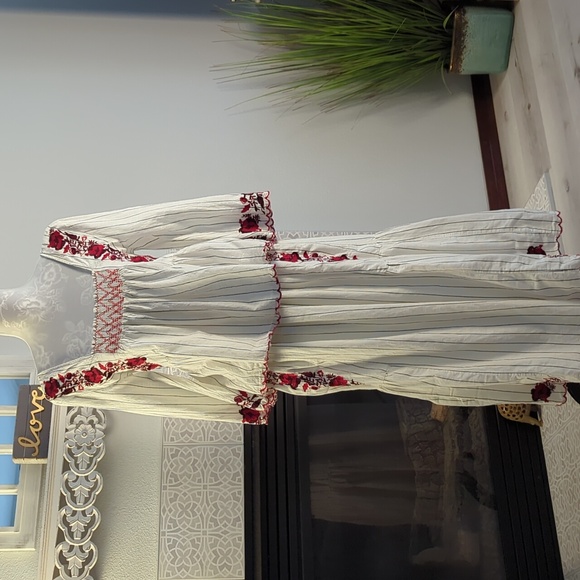 White and Red Embroidered Dress - Picture 1 of 6